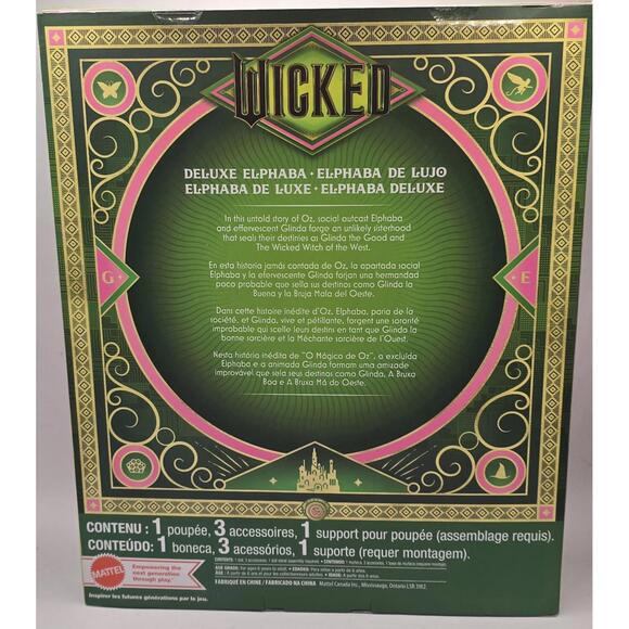 Mattel Wicked Movie Deluxe Elphaba with Doll Stand URL ERROR Misprint NEW IN BOX - Picture 2 of 2